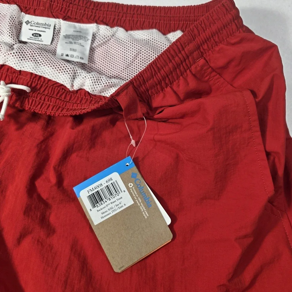 NEW Columbia Backcast II Lined Water Trunks Mens‎ Size XXL Red Inseam 6